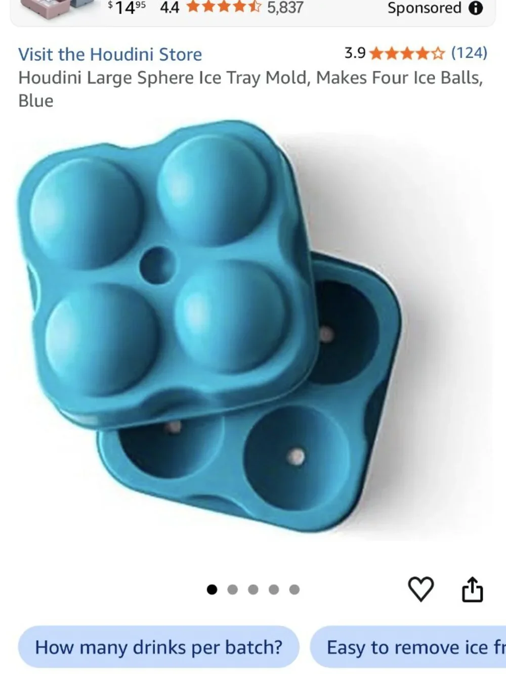 Houdini by Rabbit Ice Sphere Tray-blue NEW